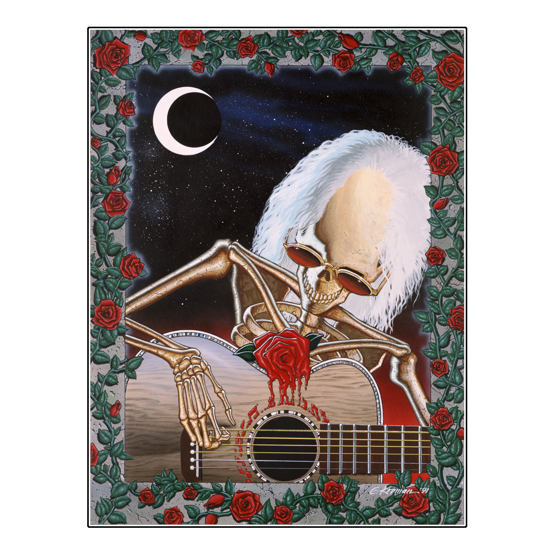 Limited edition Dead Serenade vintage poster featuring classic psychedelic art with colorful, flowing lines and band-themed imagery