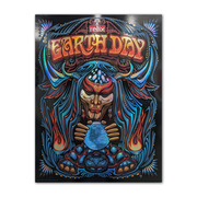 Limited edition Earth Day foil poster by Jeff Wood featuring nature-inspired psychedelic artwork with shimmering foil accents