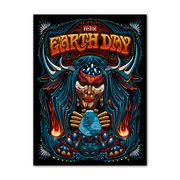 Limited edition Earth Day poster by Jeff Wood featuring vibrant nature-inspired artwork with greenery and earth motifs