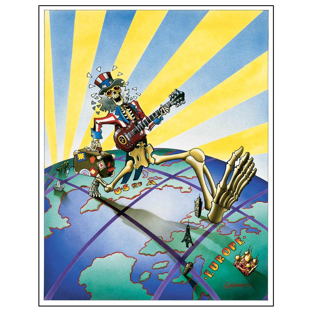 Limited Edition Euro Dead vintage poster featuring retro-style artwork inspired by the Grateful Dead’s European tours