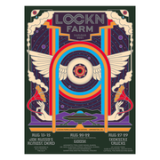 LOCKN’ Farm 2021 main edition poster featuring colorful illustrated festival scene with lineup text