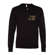 Phil Lesh & Friends zip-up hoodie front view with small dancing skeletons logo on chest