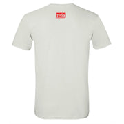 Back view of Twin Skulls throwback t-shirt showing solid back and classic fit